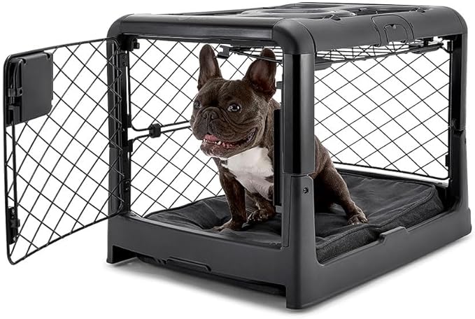 Diggs Revol Dog Crate, Charcoal, Collapsible, Portable, Easy To Clean, Durable, Secure, Puppy Divider