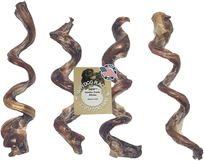 HDP Dental Jumbo Curly Bully Sticks Light 7"-9" USA Odor Free Size:Pack of 25