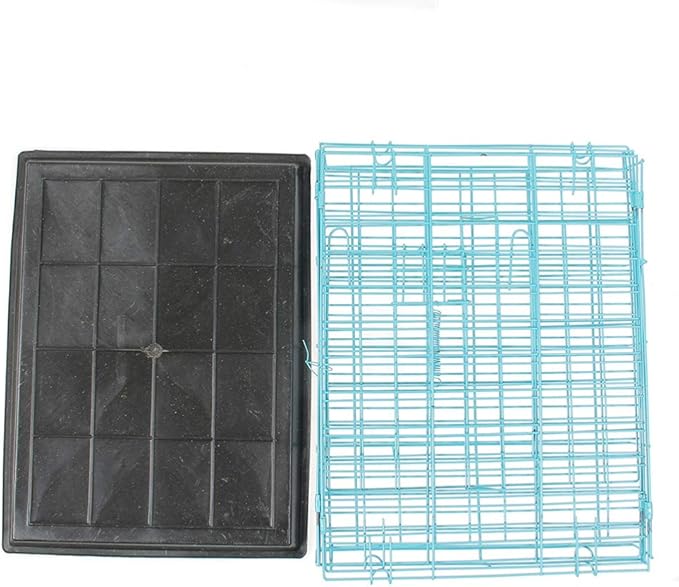 Folding Metal Dog Crate, Blue, Portable, Easy to Install, Durable, Secure, Comfortable, Warm, Airy