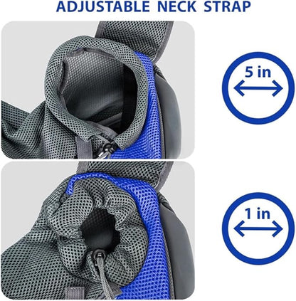 Pet Dog Sling Carrier,Cat and Dog Travel Portable Diagonal Straddle Shoulder Bag,Breathable mesh pet Sling Shoulder Bag,with Adjustable Non-Slip Shoulder Strap Below 10lb for Small Dogs Cats (Blue)