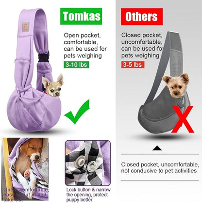 Tomkas Dog Sling Carrier for Small Dogs Puppy (Light Purple, Adjustable Strap & Zipper Pocket)