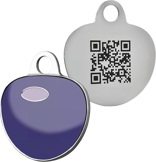 Premium QR Code Dog Tag - Smart Pet ID Tags for Dogs - Scan Dog ID Tag for Instant Location Alert & Modifiable Pet Profile - Dog Tags Personalized for Pets with Dog Training App (Purple)