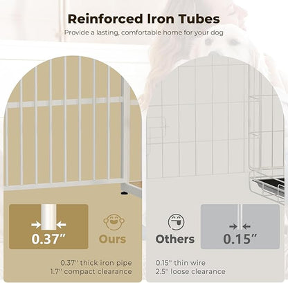 94.48'' Dog Crate Furniture Large Breed TV Stand with Double Rooms for 2 Large Medium Dogs, Wooden Indoor Kennel Crate Cage End Table with Removable Divider, Can Use Separately, Natural Beech