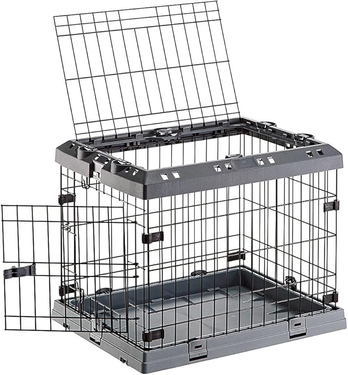 Ferplast Superior Hybrid ECO Dog Crate and Playpen, Environmentally Friendly Dog Crate Made with Recycled Plastic, 24-Inch, Gray
