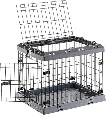 Ferplast Superior Hybrid ECO Dog Crate and Playpen, Environmentally Friendly Dog Crate Made with Recycled Plastic, 24-Inch, Gray