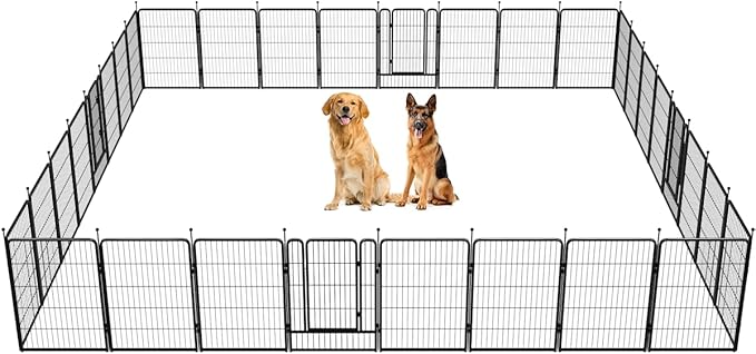 FXW Rollick Dog Playpen for Yard, RV Camping, 40 inch 32 Panels for Medium and Large Dogs│Patented