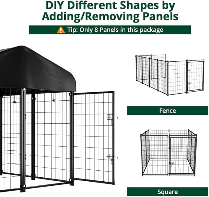 PawGiant Dog Kennel Outdoor, Dog House with Roof Waterproof Cover for Medium to Small Dog Outside 4ft x 4ft x 4.5ft, Pet Enclosures Crate Cage Playpen Run Indoor
