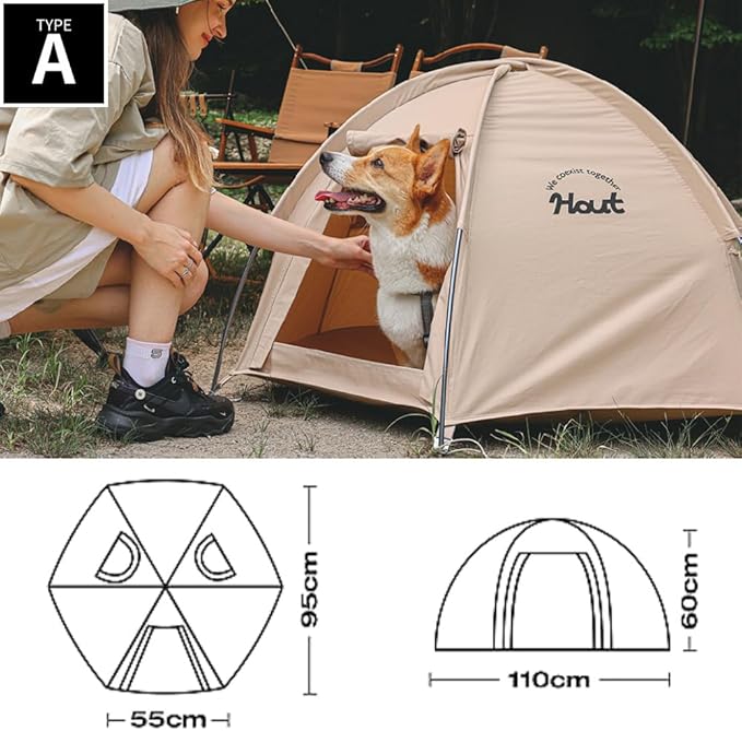 Pet Tent with Dual Windows, Waterproof, Breathable Washable Cat-Dog Tent for Indoor and Outdoor, 2 Types (Beige, Type_A)