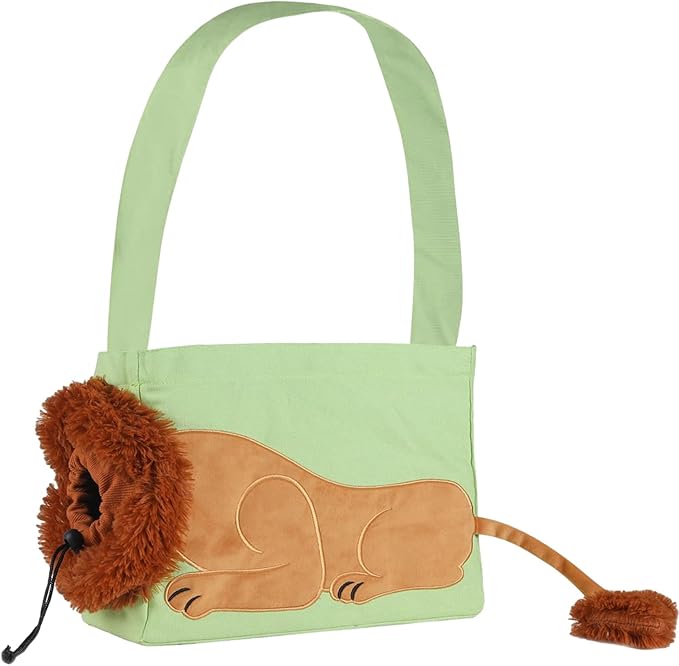 Dog Carrier Sling Lion-Shaped Pet Canvas Bag Cat Shoulder Bag Pet Body Holder for Daily Use Walking Travel Outdoor, Light Green S