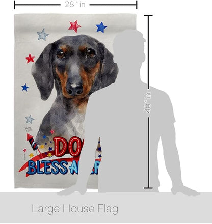 Breeze Decor Patriotic Black Tan Dachshund House Flag Set Dog Puppy Spoiled Paw Canine Fur Pet Nature Farm Animal Creature Decoration Banner Small Garden Yard Gift Double-Sided, Made in USA