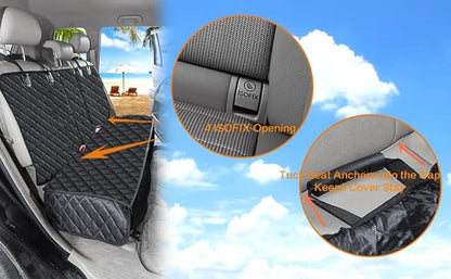 Dog Car Seat Cover for Back Seat Cover for Kids ISOFIX Car Seat Protector for Dogs Nonslip Water Proof Universal Fit Dog Car Seat Cover for Truck SUV(Large,Black)
