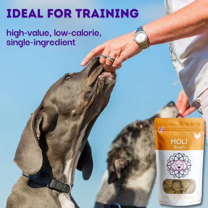 HOLI Freeze Dried Chicken Dog Treats - 100% All Natural Chicken Breast - Human Grade, Single Ingredient - Grain Free, Gluten Free, Soy Free – (3.5 Ounce - 2 Pack)