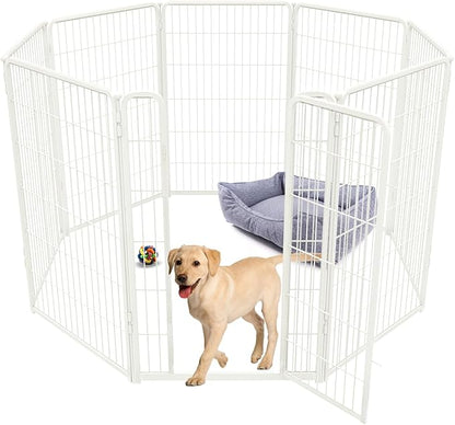 FXW Homeplus Dog Playpen for Indoor Use - Stress-Free and Safe Play, Heavy Duty 45 Inch 8 Panels Dog Pen for Large Dogs, White│Patented