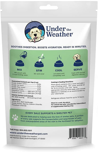 Under the Weather Bland Diet for Dogs | Easy to Digest for Sick Dogs |Always Be Ready| Contains Electrolytes - Natural Freeze Dried 100% Human Grade Meats| 1 Pack- Rice, Hamburger & Sweet Potato - 6oz