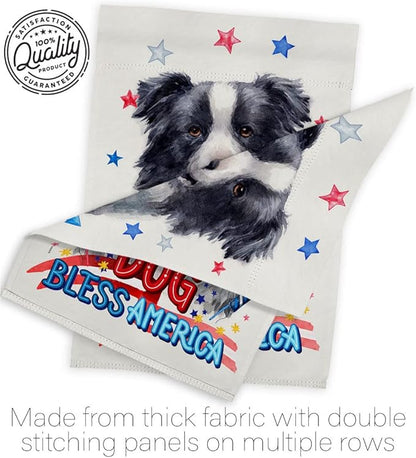 Breeze Decor Patriotic Border Collie House Flag Pack Dog Puppy Spoiled Paw Canine Fur Pet Nature Farm Animal Creature Embroidery Banner Small Garden Yard Gift Double-Sided, Made in USA