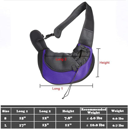 Pet Dog Sling Carrier, Breathable Mesh Portable Travel Safe Pet Sling Shoulder Bag Carrier with Adjustable Non-Slip Shoulder Strap for Small Dogs Cats Puppy