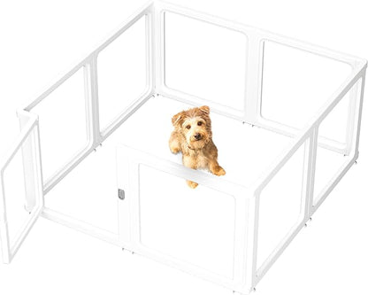 Citylife Dog Playpen with Door Clear Pet Playpen for Indoor Outdoor Easy to Install and Remove Puppy Playpen for Dogs, Cats, Bunnies, Pigs, 8 Panels