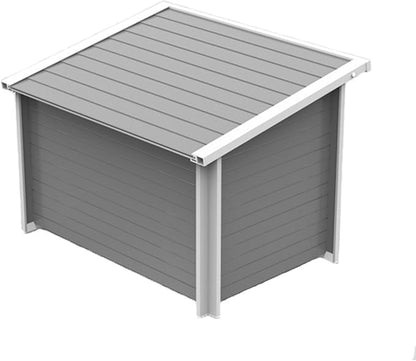 New Age Pet ECOFLEX Rustic Lodge Jumbo Dog House - Grey, Wood Plastic Composite, Easy Assembly, Elevated Floor, Fits Dogs Up to 175lbs, Door Flap Optional, 10-Year Warranty