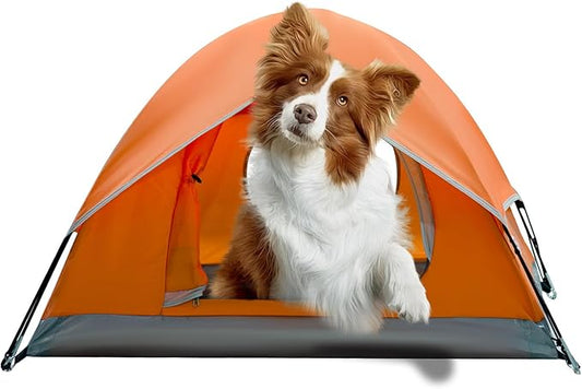 Outdoor Waterproof Pet Camping Tent, Cave Bed for Indoor Cats and Small Dogs, Portable Cat House Dog House, 39.3x39.3x23.6'', Orange, L.