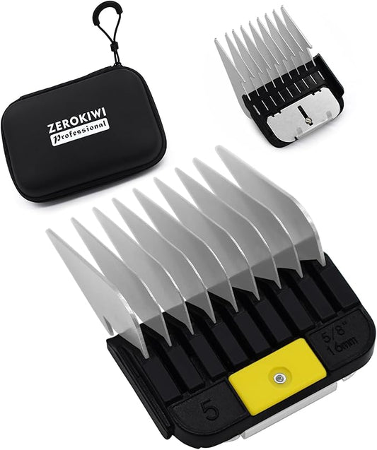 Professional A5 Style Animal Clipper Stainless Steel Color-Coded Snap-on Attachment Guard Guide Comb, 1/8"-1" Compatible with Wahl KM Series Oster A5 Andis Detachable Blade Pet Groomers (#5 - 5/8")
