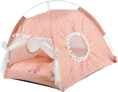 Cat House Indoor, Indoor Pet Tent, Indoor Tent House Pet Dog Cute Floral Cave Nest Bed Portable Dog Tents Detachable Cat Tent for All Seasons ()