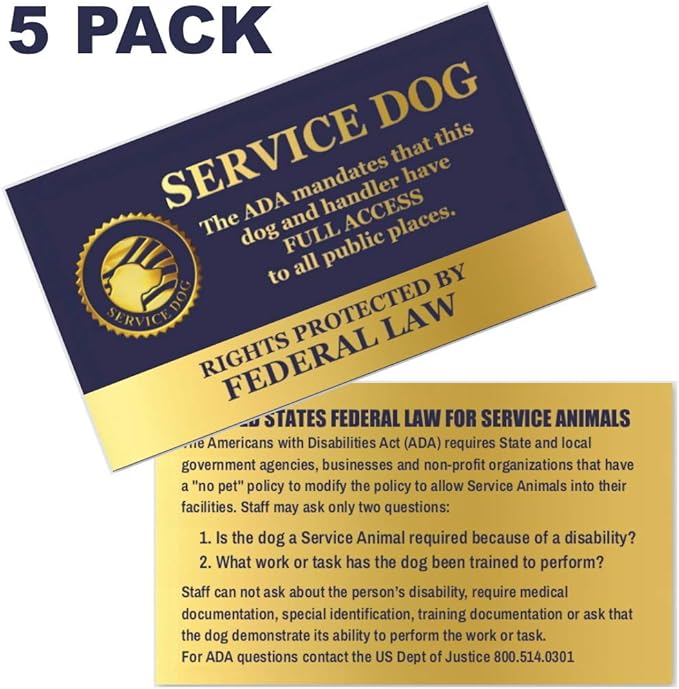 Small Service Dog Sling Carrier with ID Tag | EZ-Sling for Small Dogs | Includes Five Service Dog Law Handout Cards
