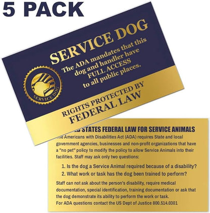 Small Service Dog Sling Carrier with ID Tag | EZ-Sling for Small Dogs | Includes Five Service Dog Law Handout Cards