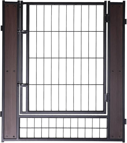 Heavy Duty Dog Playpen - 32 Inch Height - Indoor/Outdoor Pet Fence - Foldable Exercise Pen for Medium & Small Dogs - Black Walnut