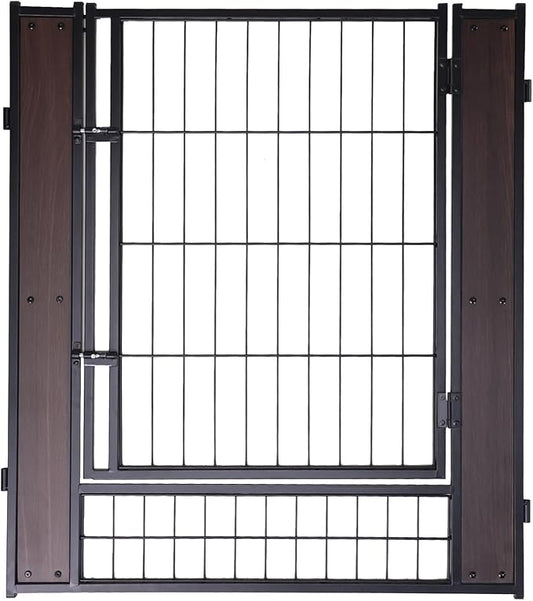 Heavy Duty Dog Playpen - 32 Inch Height - Indoor/Outdoor Pet Fence - Foldable Exercise Pen for Medium & Small Dogs - Black Walnut