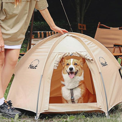Pet Tent with Dual Windows, Waterproof, Breathable Washable Cat-Dog Tent for Indoor and Outdoor, 2 Types (Beige, Type_A)