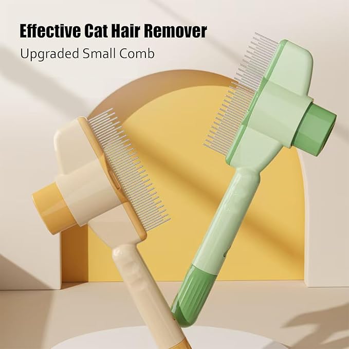 Pet Brush, Hair Grooming Brush Removal Comb, Cat Dog Brush for Massaging and Cleaning Shedding, Multifunctional with Release Button，Yellow