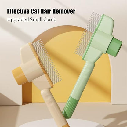 Pet Brush, Hair Grooming Brush Removal Comb, Cat Dog Brush for Massaging and Cleaning Shedding, Multifunctional with Release Button，Yellow