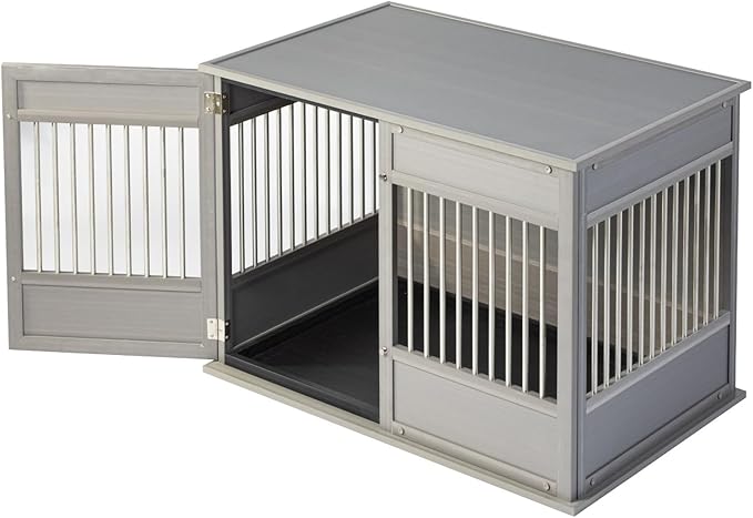 New Age Pet Horizon Pet Crate - Durable ECOFLEX with Stainless Steel Spindles, Bone-Shaped Latches, Easy Access Door, Stylish Design, 10-Year Warranty, Available in 3 Sizes & 2 Colors