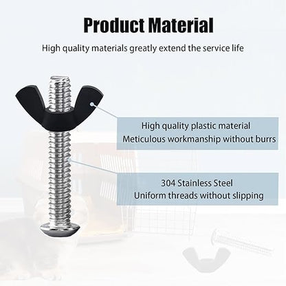 12 Pcs M6 Pet Carrier Fasteners, Stainless Steel Replacement Bolts for Plastic Pet Carrier Dog Kennel Hardware Kit Cat Cage Carrier Parts