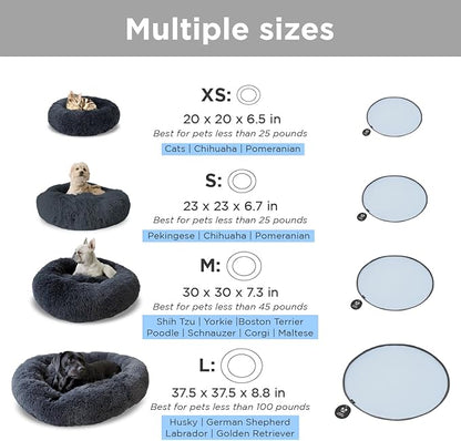 Small Donut Dog Bed, Calming Dog Bed Washable Ideal for Small to Large Dogs and Cats & Round Dog Bed,Anti-Anxiety Multiple Sizes (23" L x 23" W x 7" Th)