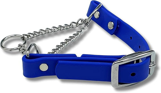 Martingale Collar for Dogs, Biothane, Stainless Steel Hardware, No Pull, Made in The USA, Professional Grade, Large, Blue
