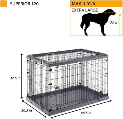 Ferplast Superior Hybrid ECO Dog Crate and Playpen, Environmentally Friendly Dog Crate Made with Recycled Plastic, 48-Inch, Gray
