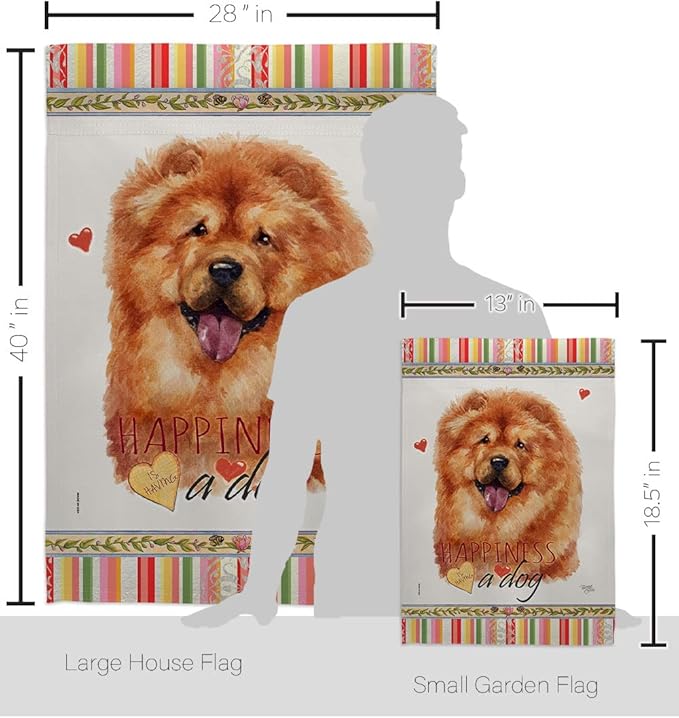 Breeze Decor Chow Happiness Garden House Flag Set Dog Puppy Spoiled Paw Canine Fur Pet Nature Farm Animal Creature Decoration Banner Small Yard Gift Double-Sided, Made in USA