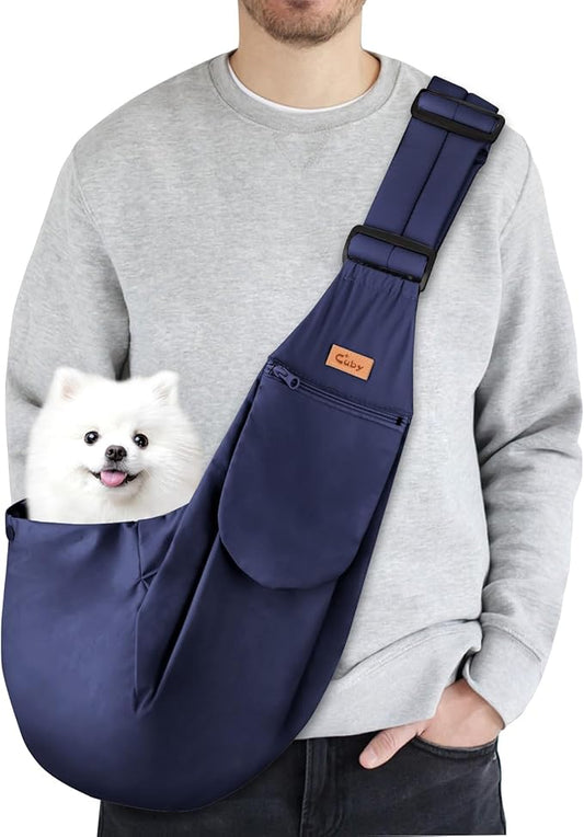 Cuby Dog and Cat Sling Carrier - Hands Free Reversible Pet Papoose Bag - Soft Pouch and Tote Design - Adjustable - Suitable for Puppy, Small Dogs, and Cats for Outdoor Travel
