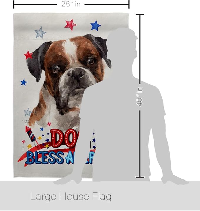 Breeze Decor Patriotic Brindle Boxer House Flag Eagle Set Dog Puppy Spoiled Paw Canine Fur Pet Nature Farm Animal Creature Decoration Banner Small Garden Yard Gift Double-Sided, Made in USA