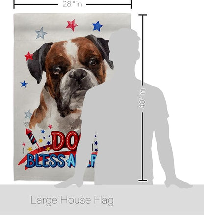 Breeze Decor Patriotic Brindle Boxer House Flag Eagle Set Dog Puppy Spoiled Paw Canine Fur Pet Nature Farm Animal Creature Decoration Banner Small Garden Yard Gift Double-Sided, Made in USA