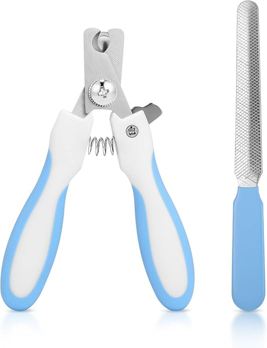 Pet Nail Clippers, Suitable for Both Cats and Dogs, A Half Moon Shaped Alloy Blade and A Rubber Material Handle with A File. Automatic Rebound Handle.Cat and Dog Universal（Blue）