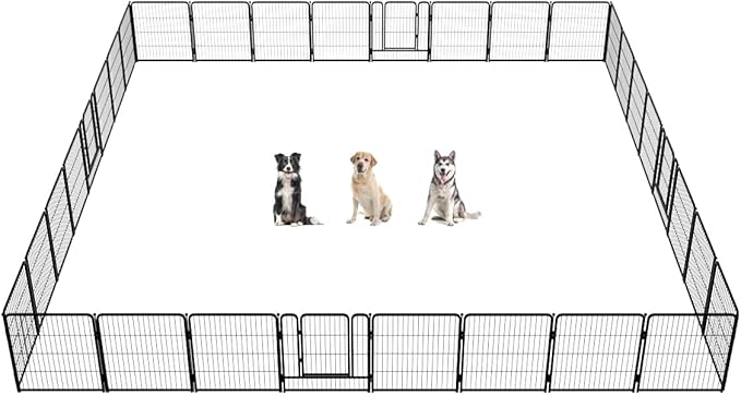 FXW Rollick Dog Playpen for Yard, RV Camping, 32 inch 32 Panels for Small and Medium Dogs│Patented