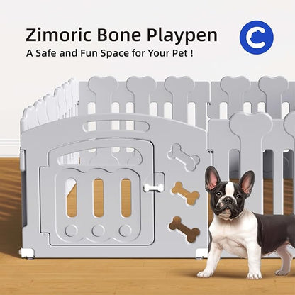Dog Playpen, Puppy Playpen for Small Dogs, Indoor Dog Play Pen with Door & Lockable Gate, Foldable Portable Pet Fence, 61" x 61" x 24", Easy to Assemble