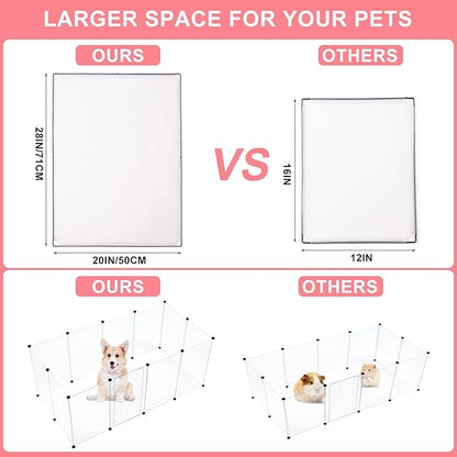 BRIAN & DANY Dog Playpen Portable for Small Animals, Dog Play Pen Indoor, Transparent Pet Playpen for Puppies, Cats, 80" L x 40" W x 28" H