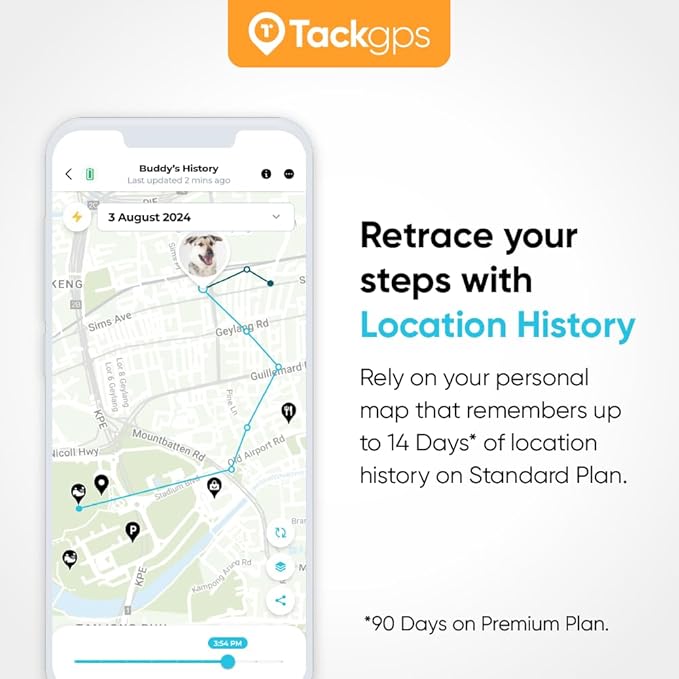 Tack GPS Pet Safety Bundle, with Lowest Monthly fee and 30 Days Battery Life - Comes with Fabric Sleeve to Attach Tracker onto pet's Collar Directly