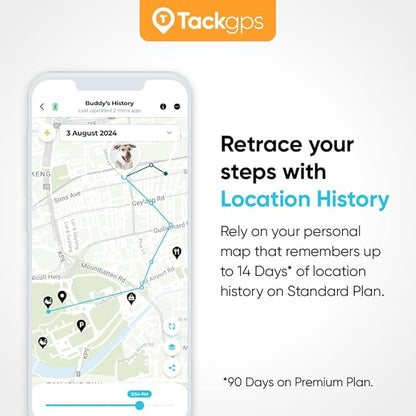 Tack GPS Pet Safety Bundle, with Lowest Monthly fee and 30 Days Battery Life - Comes with Fabric Sleeve to Attach Tracker onto pet's Collar Directly