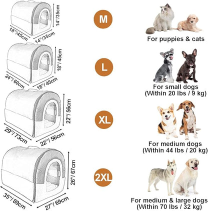 ANPPEX Medium Igloo Dog House Indoor,XL Size Dog Cave for Medium and Large Dogs,2-in-1 Washable Covered Dog Bed,Brown