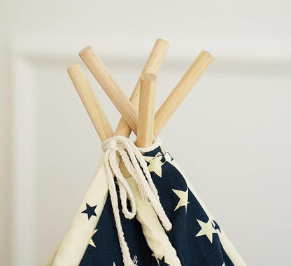 Solid Wood Cat Tent Indoor with Thick Mat,Portable Dog House Dog Teepee Tent,Cute Cat Teepee Cave, Cat Bed,Dog Bed Tent,Puppy Bed Tent,Bunny Tent,Pet Tent Teepee