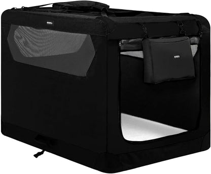 Soft Collapsible Dog Crate for Large Dogs - 36 Inch Foldable Soft Dog Kennel with Durable Mesh Windows, Indoor & Outdoor Portable Travel Dog Crate, Black, 36x24x24 Inches